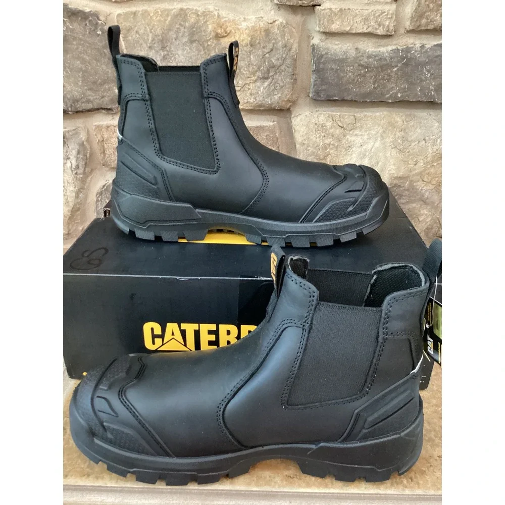 Caterpillar Striver XL Chelsea ST WP Black Leather Steel Toe Work Boots P91818